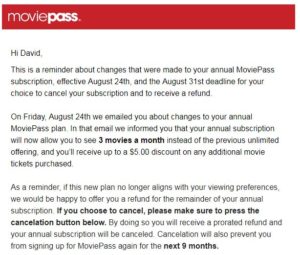 Day 167 of my Moviepass- Moviepass has restricted me to 3 Movies a Month